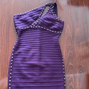 Hervé Leger Hanne Dress in Bordeaux 👗 Studded Bandage Dress 🤩 Medium ❤️ HL